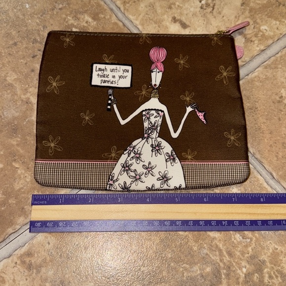 DOLLY MAMA Cosmetic Case Nylon Zipper Pouch Laugh Until You Tinkle In Your - Picture 3 of 8